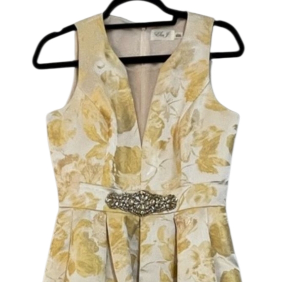 Eliza J. Elegant Gold Floral Women's Ballgown (Size 6) - Picture 2 of 10